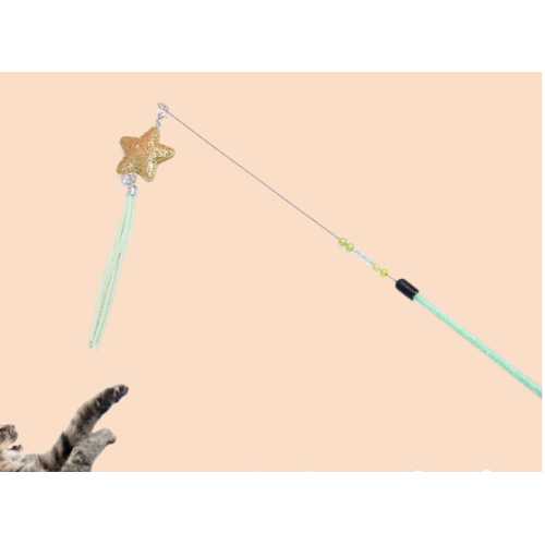 interactive tassels plastic stick steel wire cat teaser
